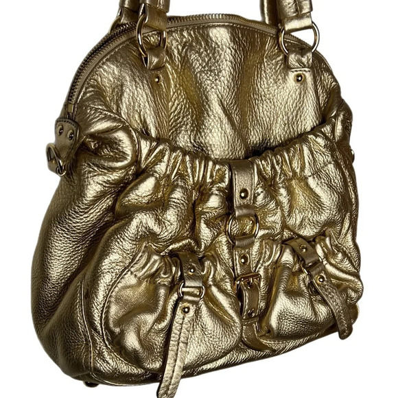 Michael Kors Gold Leather Shoulder Bag. Large bag has shoulder strap also - Picture 4 of 7